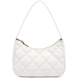 Women White Lg Imported Polyester Leather Zipper Closure Mini Tote Handbag